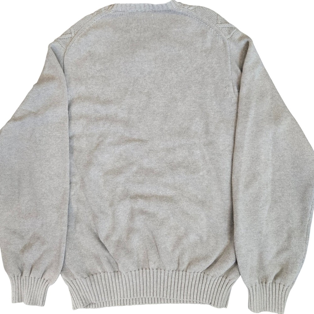 IZOD Sweater Mens XL Beige Preppy Diamond Cable Knit 100% Cotton Gorpcore Y2K - Picture 3 of 9